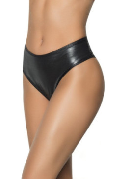 Culotte taille haute froncée à l'arrière effet mouillé Noir 3038WBLK Volume 2